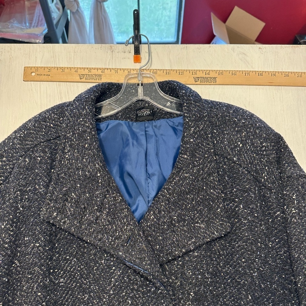 Vintage J Gallery Wool Blend Coat Women’s 11/12 Black Speckled Tweed Oversized - Picture 2 of 11